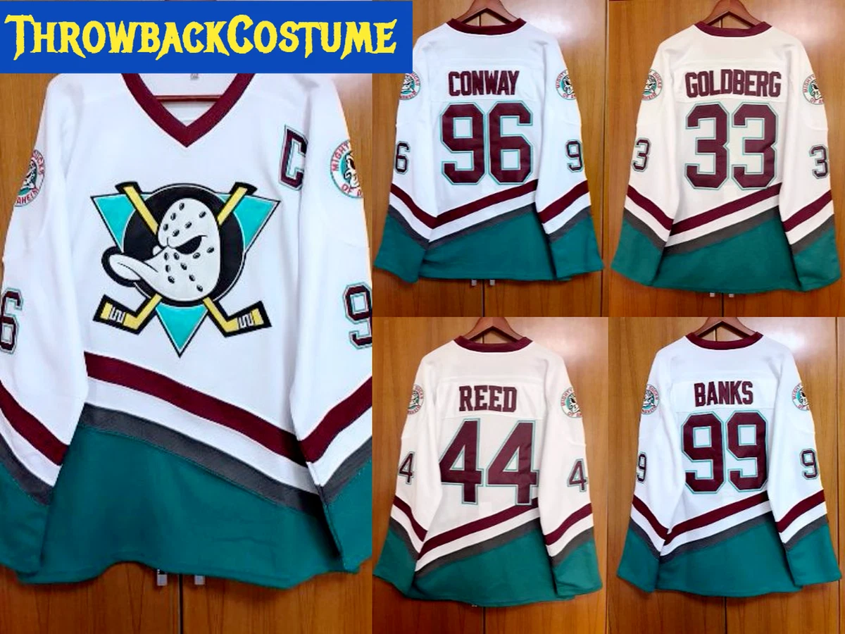 Charlie Conway #96 Mighty Ducks Adam Banks #99 Movie Ice Hockey Jersey