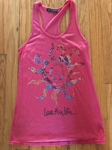GIRLS LOVE THIS LIFE TOP BOUTIQUE TANK REDDISH PINK RAZORBACK SZ LARGE 12 - Picture 10 of 10