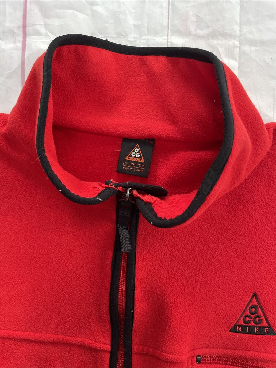 Vintage 1990s Nike ACG Pullover Fleece Jacket Red Therma Fit Vintage 1990s Nike ACG Pullover Fleece Jacket Red Therma Fit