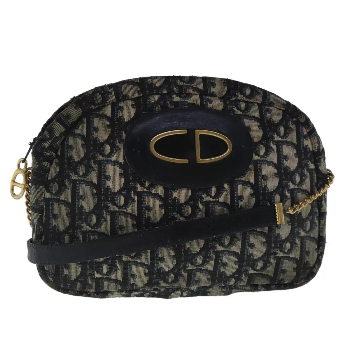 Sac bandoulière Christian Dior trotteur toile marine or authentique 96170