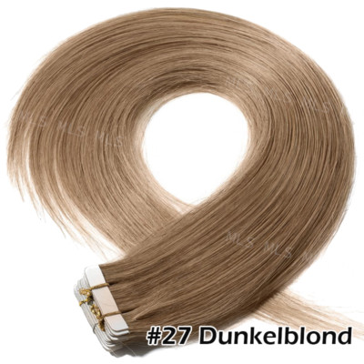 Unsichtbar Remy Echthaar Tape In Haar Extensions Haarverlängerung 60Tressen Lang