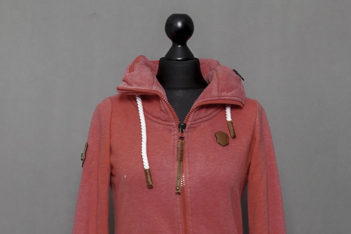 Naketano Lecker M dsche Ladies Sweat Jacket S ORANGE Stand up Collar Zip Cottong