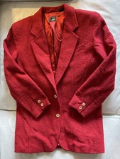 Vintage Liz Claiborne Blazer Women  s Wear 8 Red Tweed Wool Oversize Jacket 1980s