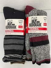 2 PACK KODIAK THERMAL MEN'S COTTTON SOCKS 4 PAIRS SHOE SIZE 7-12, ASSORTED