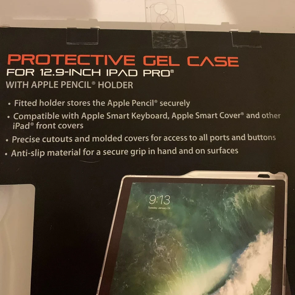 Black Web Protective Gel Case 12.9" IPAD Pro Apple Pencil Holder Tablet Computer - Image 4 of 4