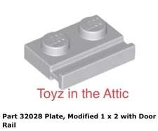 Lego 2x 32028 Light Bluish Gray Plate, Modified 1 x 2 with Door Rail 10497
