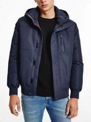 Tommy Jeans Herren TJM Tech Bomber Jacke mit Kapuze Blau Winterjacke Blouson - Bild 1 von 3