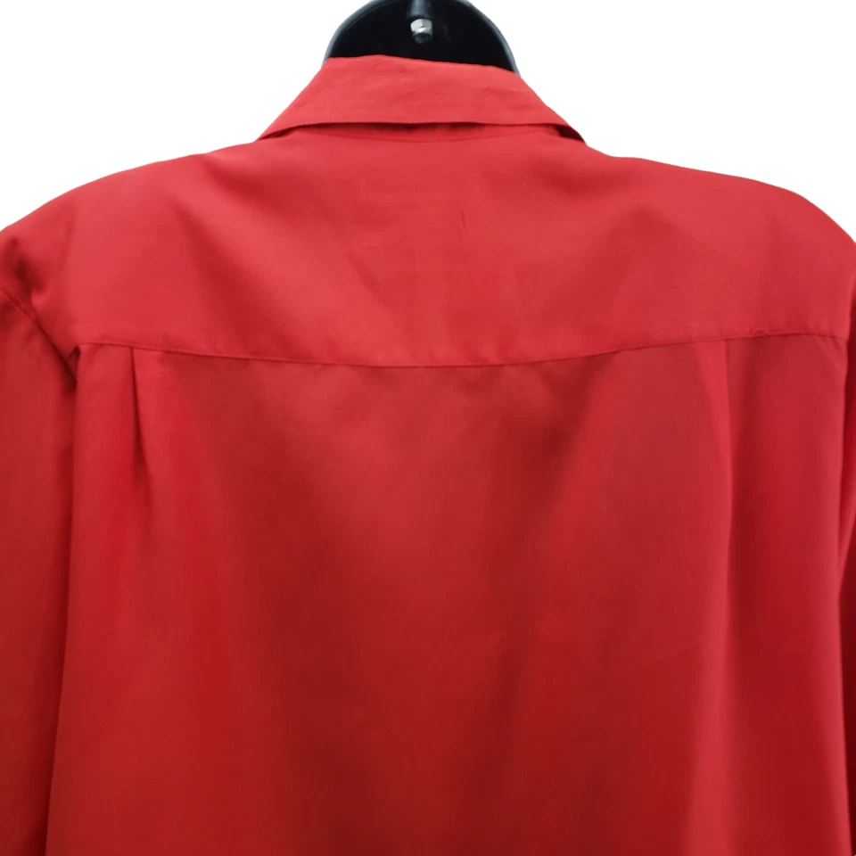Camisa Josephine Vintage Talla 10 Roja Abotonada Manga Larga Almohadillas para el Hombro Blusa Top Foto 4 de 4