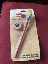 TWO RARE VINTAGE POUND PUPPIES PENCIL TOPPER SHARPENER SET NEW OLD STOCK 1986