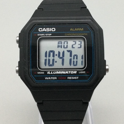 Casio 3454 W-217H Mens Watch 38mm Black Digital Alarm Chronograph