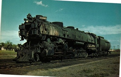 Union Pacific X9086 4-12-2 Steam Locomotive Railroad Chrome Postcard