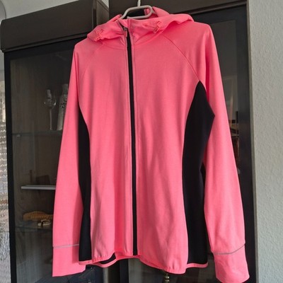 Ergee Damen Sportjacke Laufjacke Gr. L 40/42 Neon Pink Kapuze Fitness NEU Top