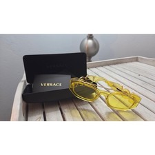 Versace MOD 2253 1002/85 Yellow Rimless Medusa Sunglasses Gold w/ Case