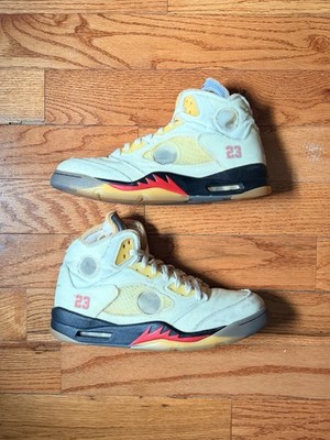 Nike x Off-White Jordan 5 Retro Sail/Fire Red-Muslin-Black Size 11 Men's