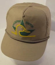 Rockport Fulton Snapback Cap Mens Beige Duck Logo Vtg USA Youngan Hat