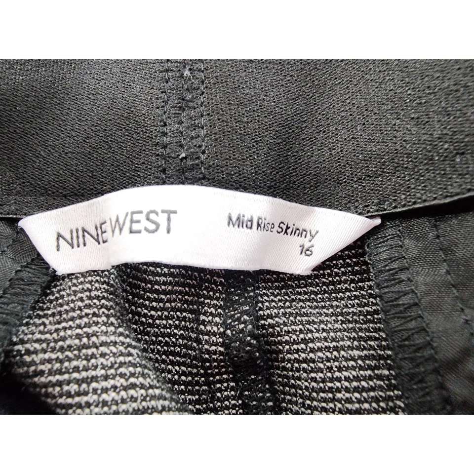 Pantalones ajustados de tiro medio Nine West talla 16 grises negros elásticos oficina carrera Foto 4 de 4