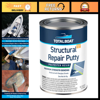 Marine Grade Polyester Repair Putty - Long Strand Fiber Fiberglass Filler for Bo