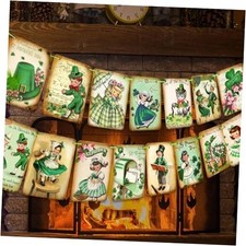 St. Patrick's Day Decorations - 15pcs Lucky Shamrock Banner, Green Cartoon