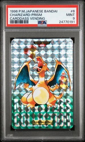 1996 POKEMON JPN BANDAI CARDDASS VENDING #6 CHARIZARD-PRISM PSA 9