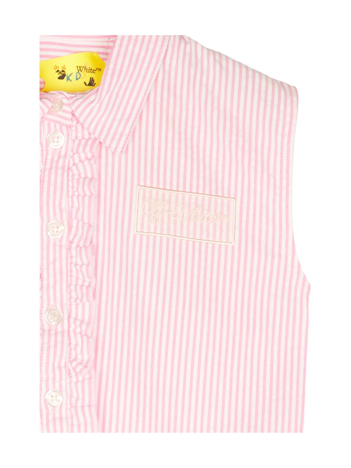 Off-White T-Shirt Bluse ärmellos gestreift Gr. EU 104 Pink Mädchen Neu - Bild 3 von 4