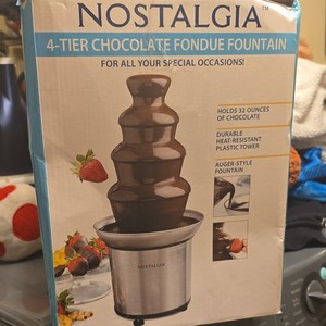Nostalgia 4-Tier Chocolate Fondue Fountain 32oz Plastic Silver Brown