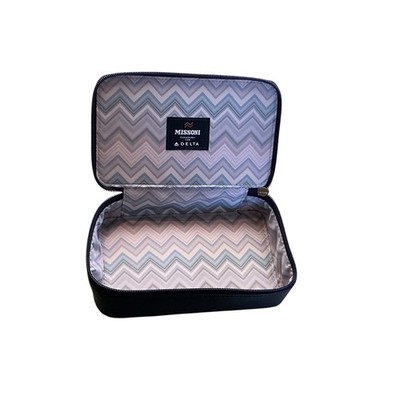 Missoni for Delta Navy Blue Zigzag Embossed Cosmetic Travel Amenity Pouch Bag