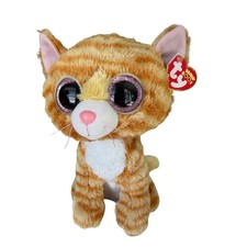 Ty Beanie Boos Tabitha Orange Striped Tabby Cat Pink Glitter Eyes Plush 9 inch