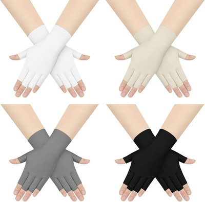 Sureio 4 Pairs Sun Protection UV Gloves for Women Fingerless Hand UV Protection