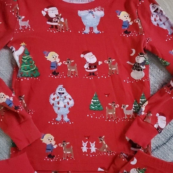 Pottery Barn Kids Classic Rudlolf Christmas Pajama Set Organic Cotton Sz6 - Image 4 of 4