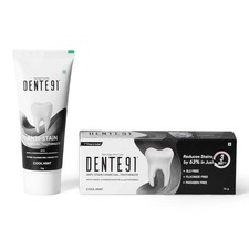 Dente 91 Anti-Stain Charcoal Toothpaste Cool Mint, Whitens 80 in 3 days, 70 gm