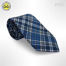 Brooks Brothers Kids Tie USA 100 Cotton Blue White Orange Plaid 51x2 1/2  