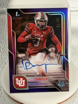 Topps 2025 Bowman U Chrome Devon Dampier #BCA-DDA Auto Purple /75 Utah
