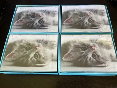 Set Of 4 Boxes Designer Greetings Blank Cards Kitten Blue Envelopes 15 Per Box