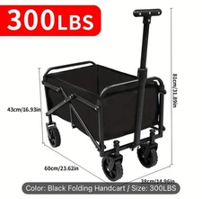 300LBS Folding Wagon Cart, Heavy Duty Utility Portable Foldable Wagon