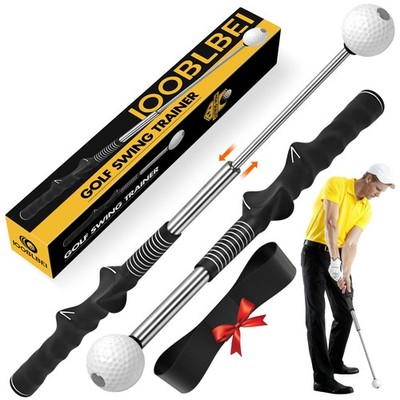 IOOBLBEI Retractable Golf Swing Trainer, Training Aid & Grip black 