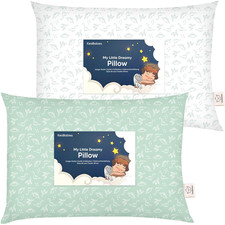2-Pack Toddler Pillow 13X18 - Soft Organic Cotton Kids Travel Bed Pillows for Sl