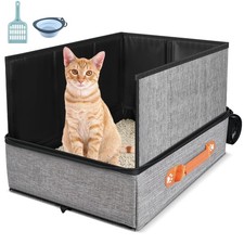 17.7''x 13.5''x 13.7" Travel Litter Box for Cats, Collapsible Cat Litter Box ...