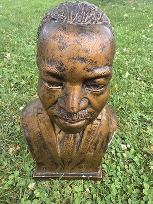 Martin Luther King Jr. 13in Hand Painted Plaster Bust Sculpture Gold Black
