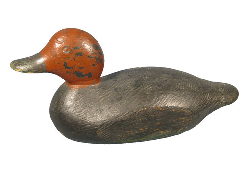 Antique Wooden Red Head Drake Duck Decoy 13 1/2" Long