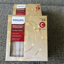 2X Philips 30ct Christmas Battery Operated LED Dewdrop String Lights Warm White