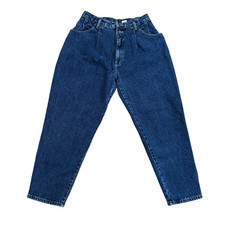 VTG No Excuses High Waisted Mom Jeans Dark Wash Pleated USA Made 16