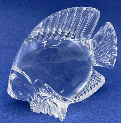 Daum France 3” Crystal Glass Fish Art Clear Figurine Signed Paperweight
