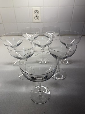 8 Antique Hand Blown Glass Dessert-Sherbet-Parfait -Martini-Champagne Glasses