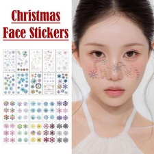 Glitter Christmas Snowflake Face Stickers NEW A1N1 E4Q7 A4Z8 P1J9