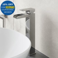 Bathroom High Rise Tall Mono Basin Mixer Tap Square Single Lever Modern Chrome