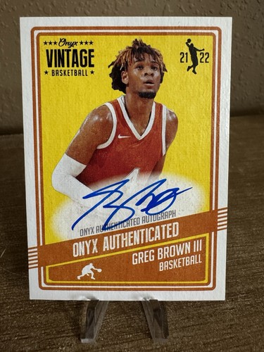 2021-22 Onyx Vintage Basketball Greg Brown III #VAGB Blue Ink Autograph