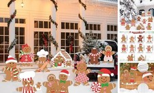 10Pcs Christmas Gingerbread Decorations Outdoor, Gingerbread Man Yard Signs