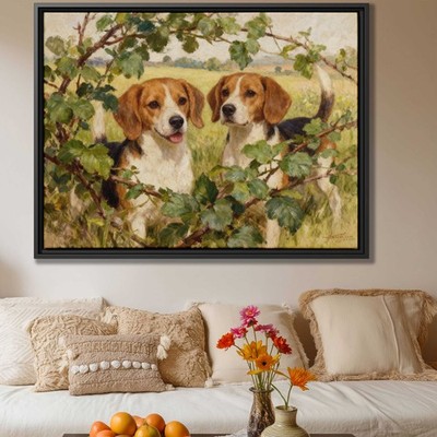 Beagle Oil Painting Canvas Print Rustic Beagle Wall Art Animal Home Decor