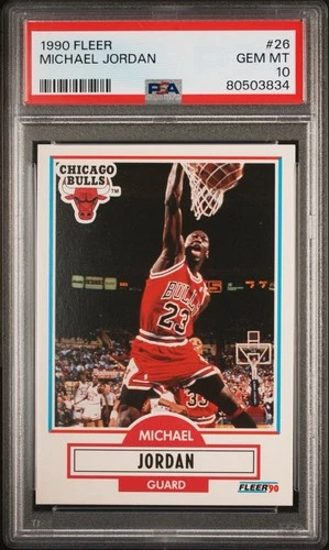 1990-91 Fleer Michael Jordan 26 Black Line Above Biographical Information PSA 10