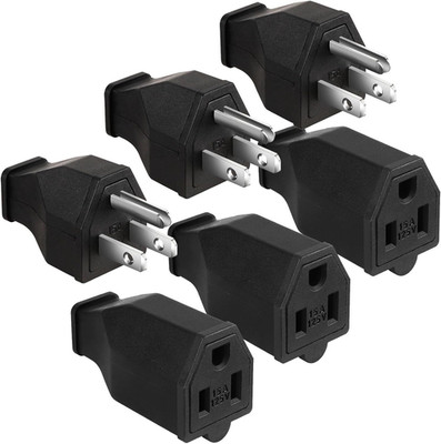 TENINYU 2-Pole, 3 Wire Grounding Plug Male Extension Cord Straight Blade Plug Re